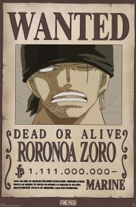 One Piece Poster Wanted Roronoa Zoro Wano 91,5 x 61 cm