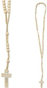 Rosenkranz naturfarbene Perlen geknüpft 45 cm