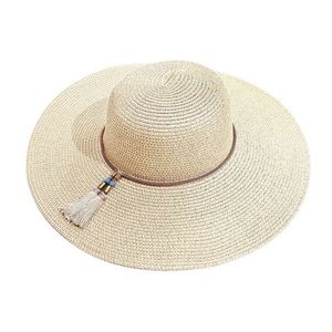 Strohhut Damen Faltbarer Hut aus Stroh Sonnenhüte mit Breite Krempe Strandhut UV Schutz Verstellbarer Sommerhut