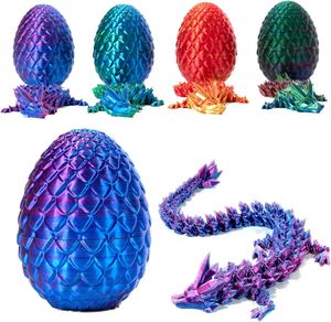 3D gedruckter Drache im Ei, voll Gelenkiger Kristalldrache mit Drachenei, Home Office Decor Executive Schreibtisch Spielzeug B