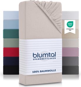 Blumtal Basics Spannbettlaken Topper 120x200 cm Jersey - Spannbetttuch aus 100% Baumwolle - Elfenbein