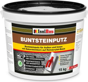 Isolbau Buntsteinputz SET Mosaikputz BP20 (grau, weiss, schwarz) 15kg +Quarzgrund 1,5kg