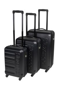 Sada kufrov Slazenger - 3-dielna sada cestovných kufrov Sada kufrov - pevný kufor malý, stredný a veľký - cestovný kufor s kolieskami a zámkom - veľmi nízka hmotnosť - ABS plast - čierny