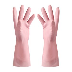 1 Paar Geschirrspülhandschuhe Ultra weicher Schutzhandhände wasserdichte Waschgerichte Latex Haushaltshandschuhe für den täglichen Gebrauch-Rosa ,Größen:S
