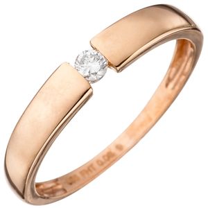 Solitär Ring Damenring mit Diamant Brillant 585 Gold Rotgold Diamantring