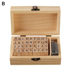 36pcs/Set DIY handgefertigte Holzzahlen Englische Buchstaben Stempel Siegel Tagebuchdekoration-B