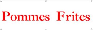Werbeplane / Gerüstplane - p28 - Pommes / Imbiss - Plane - Banner150cm x 50 cm - für Baustelle, Garten, Zaun oder Veranstaltung