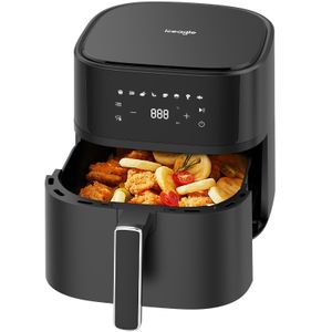 Teplovzdušná fritéza Iceagle 6,5 l, bezolejová fritéza s výkonom 1700 W, 8 predvolieb, teplovzdušná fritéza s knihou receptov, digitálny dotykový displej, čierna