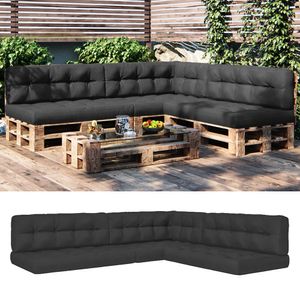 Vicco paletové polštáře sedák + zadní polštář + boční polštáře 15 cm vysoký paletový nábytek (sada 7 kusů, antracit)