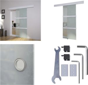 vidaXL Drzwi przesuwne szklane i aluminiowe 178 cm srebrne - Drzwi szklane - Drzwi szklane - Drzwi przesuwne - Drzwi przesuwne