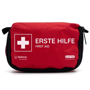 FLEXEO Erste-Hilfe-Set Mini rot, kleines Notfallset für jede Tasche, 1 Stück
