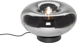 QAZQA - Art Deco Art Deco Tischlampe schwarz mit Rauchglas - Ayesha I Wohnzimmer I Schlafzimmer - Rund - LED geeignet E27