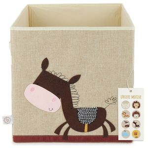 Bieco Aufbewahrungsbox Kinder - Süße Esel Spielzeugkiste faltbar - 33x33x33 cm - ideal für Kallax Regal - Boxen Aufbewahrung Kinderzimmer - Kuscheltier Zoo Aufbewahrung Aufbewahrungsbox für Kinder