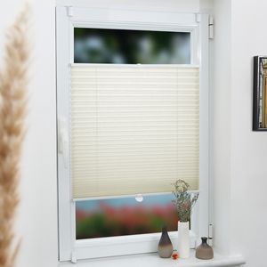 Grandekor Plissee Klemmfix Faltrollo ohne Bohren 35x100cm(BxH)Beige, Kinderleichte Montage, Jalousie Plisseerollo Sichtschutz und Sonnenschutz für Fenster & Tür