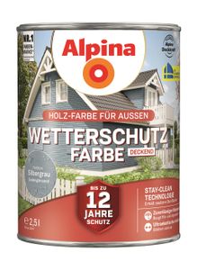 Alpina Wetterschutzfarbe silbergrau 2,5 l
