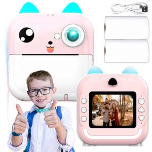 Kinderkamera mit Druckfunktion und 11 Thermopapier Kinder Fotokamera Mini-Drucker Fotodrucker Sofortbild-Thermodrucker Thermodrucker Rosa Retoo