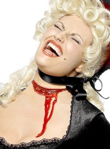 Aufgeschlitzte Kehle Latex-Applikation haut-rot