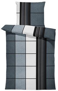 Winter Bettwäsche Thermo Fleece Kuschelig Warm Flausch Bettbezüge Bettwäsche-Set, Größe:4 teilig   135x200 cm, Farbe:Kariert grau schwarz