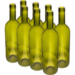 Lahve na víno x8 skleněných lahví bez zátek Likérové víno zelené BROWIN 750 ml