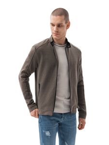 Ombre - Herren C453 Jacquard Sweatjacke KHAKI S