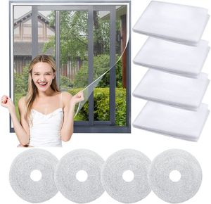 4 Stück Fliegengitter Fenster Fliegengitternetze 1.3x1.5 m Moskitonetze Für Insektenschutz Fenster Selbstklebendes Fensternetz (Weiss)