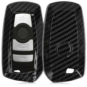 kwmobile Autoschlüssel Hülle kompatibel mit BMW 3-Tasten Funk Autoschlüssel (nur Keyless Go) - Hardcover Schutzhülle Schlüsselhülle Cover Carbon Schwarz