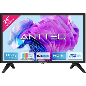 Antteq AB24F1D Fernseher 24 Zoll (TV 60 cm), Dolby Audio, LED, Triple Tuner DVB-C / T2 / S2, CI+, VGA PC Connection, HDMI, USB, digitaler Audioausgang, incl. Hotelmodus