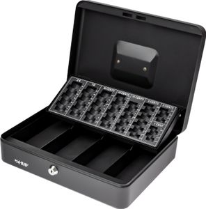 HMF 4215-02 Geldkassette abschließbar mit Münzzählbrett, 30,5 x 24 x 8,5 cm, Schwarz HMF 4215-02 Geldkassette abschließbar mit Münzzählbrett, 30,5 x 24 x 8,5 cm, Schwarz