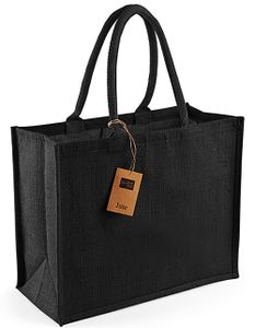 Westford Mill Jute-Tasche Jute Shopper Classic W407 Schwarz Black/Black 42 x 33 x 19 cm