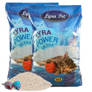 2 x 15 Liter Lyra Pet® Lyra Power®  ULTRA excellent Katzenstreu + 2 Mäuse