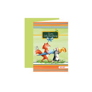 ROTH Schulanfangs-Serie "Flinki & Schlau" Einladungskarte mit Motiv, 11,3 x 16,2 cm, 5 Karten