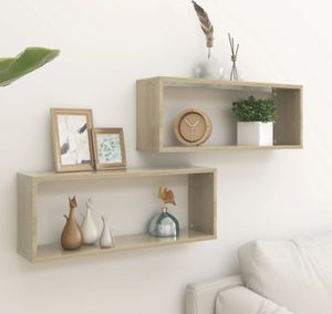 vidaXL Würfelregale 2 Stk. Sonoma-Eiche 60x15x23 cm Holzwerkstoff