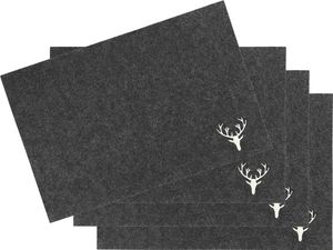 Nordstern Filz Tischsets Platzset Hirsch Dunkelgrau 4er Set - 45 x 30 cm