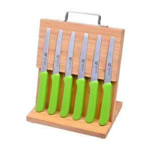 GRÄWE Magnet-Messerhalter Bambus klein mit Brötchenmessern grün