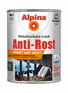 Alpina Metallschutz-Lack Anti-Rost 2,5 L dunkelgrün glänzend