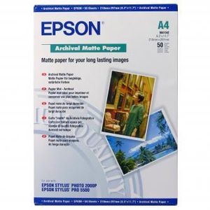 Epson Archival Matte Paper - Papier, matt - A4 (210 x 297 mm) - 192 g/m2 - 50 Blatt - für Epson L130, L220, L310, L365, L565| Expression Home XP-320, 420, 424| SureColor P600