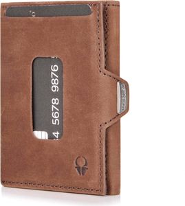 Wallet Xs Kartenetui Mit Münzfach  Eckarten  Slim Wallet Mit Rfidschutz - Vintage Braun Mit Mnzfachvintage