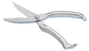 Fackelmann NIROSTA Geflügelschere PRAKTIKA, Schere für müheloses Tranchieren, Geflügelmesser mit Feder, Geflügelschere aus Edelstahl für Gans, Hühnchen, Enten (Farbe: Silber), Menge: 1 Stück