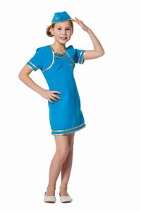 Kinder Kostüm Flugbegleiterin Stewardess Karneval Fasching Gr.152