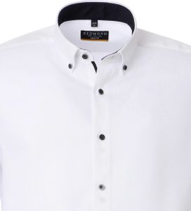 REDMOND Herren Businesshemd Langarm Button-Down Slim-Fit Weiß L