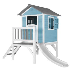 AXI Spielhaus Beach Lodge XL in Blau mit Rutsche in Weiß | Stelzenhaus aus  Holz für Kinder | Kleiner Spielturm für den Garten