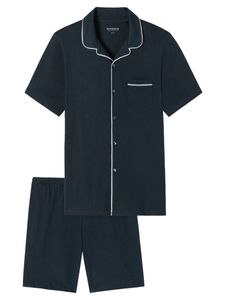 Schiesser schlafanzug pyjama schlafmode bequem Fine Interlock dunkelblau 60