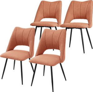 ML-Design Esszimmerstühle 4er Set, Orange, Sitzfläche aus Polyester mit schwarzen Metallbeinen, Küchenstühle mit Rückenlehne