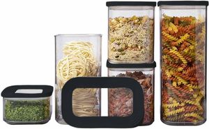 Mepal Vorratsdosen Modula 5-teilig – Starter-Set Schwarz – ideal für die Aufbewahrung von trockenen Lebensmitteln – spülmaschinenfest, Kunststoff