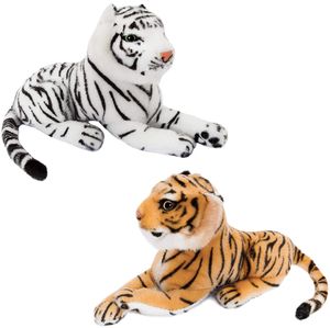 2er Set BRUBAKER Tiger weiß und braun ca. 25 cm Stofftier Plüschtier