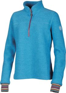 Ivanhoe Wollpullover für Damen Dina Halber Reißverschluss Türkis-blau
