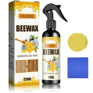 Möbelpflege Bienenwachs Spray, mit Schwamm und Reinigungstuch, Möbelpflegemittel, Bienenwachs Möbelpflege Politur Möbelwax Holzpflege, 120 ml