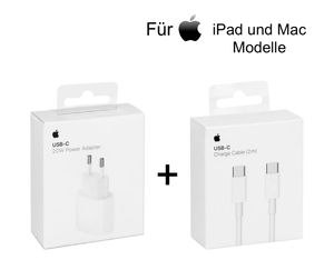 Original Apple iPad und Mac 20W Ladegerät + 2m USB‑C auf USB-C Ladekabel
