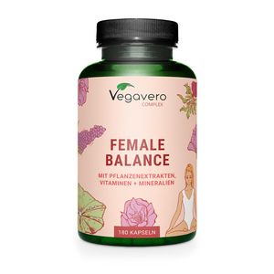 Vegavero Female Balance Complex | 180 Kapseln | mit Pflanzenextrakten, B-Vitaminen, Eisen, Magnesium, Selen und Zink | vegan