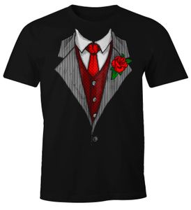 Herren T-Shirt Anzug Schlips Krawatte aufgedruckt Fun-Shirt Moonworks®  XXL